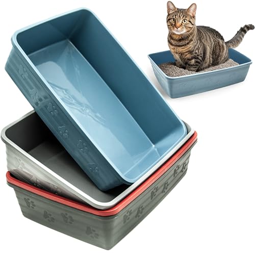 1 x Katzentoilette, robuster Kunststoff, langlebig, für Hygiene, Katzentoilette, Katzentoilette für Innenkatzen und Kätzchen, rechteckige Ecktoilette (Anthrazit, 40 cm) von Petopedia