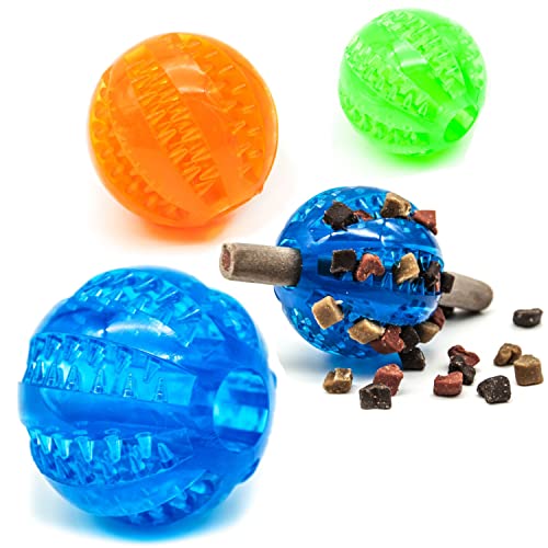 2 x 7 cm große Gummi-Hundebälle | Leckerli-Spender | Hunde-Puzzle-Spielzeug | Hundeball | langsames Füttern | TPR-Hunde-Leckerli-Ball | Hunde-Kauspielzeug | interaktives Hundespielzeug gegen von Petopedia