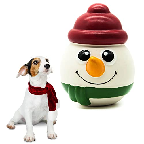 Festliches Quietschspielzeug für Hunde, Latex, interaktives Hundespielzeug für Langeweile, stehend, Geschenk für Rentier, Pinguin, Schneemann, zahnend, Welpen, Apportierspielzeug (Schneemann) von Petopedia