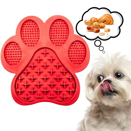 Leckmatte für Hunde und Katzen, langsames Füttern für Haustiere, Leckmatte für Hunde, Leckmatte, rutschfeste Unterlage mit Saugnäpfen, ablenkende Hundematte, Rot, 18 cm von Petopedia