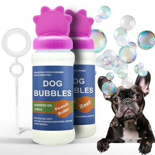 Petopedia 2 x Hundeblasen, Erdnussbutter und Rindfleisch, sicheres Blasen, Duftöl, interaktives Hundespielzeug für Langeweile, Welpenspielzeug bis hin zu großen Hunden, Spielzeug (240 ml, beide von Petopedia