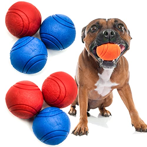 Petopedia 6x2.5 starke solide Gummibälle mit hoher Beanspruchung, robustes Hundespielzeug, unzerstörbar, starke Naturkautschukbälle für Hunde (6.3 cm, blau + rot (6 Bälle)) von Petopedia