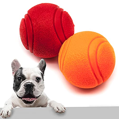 Petopedia Starker Vollgummi-Ball, hohe Sprungkraft, robustes Hundespielzeug, unzerstörbar, praktisch interaktives Hundespielzeug gegen Langeweile, starke Naturkautschukbälle für Hunde (5,1 cm, Rot + von Petopedia