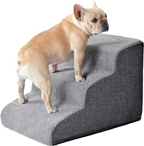 Haustier Hundetreppe für Welpen, Dreistufige Haustiertreppen für Welpen, Katzentreppe Hundetreppe für Sofa Stühle und Betten, hoher Bett-Aufstieg, rutschfeste ausgewogene Hundetreppe im Innenbereich, von Petper