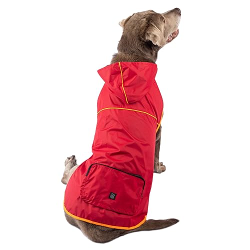 PetRageous 24201XL Banff Hunde-Regenjacke, verstaubar, Größe XL, Rot von Petrageous