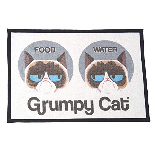 PetRageous Grumpy Cat, Futter Wasser bedruckt, gewebt, rutschfest, 48,3 x 33 cm, Weiß (Baumwolle) von Petrageous