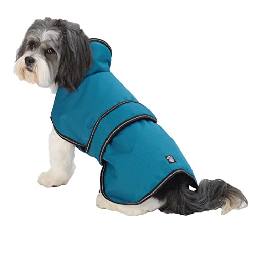 PetRageous Juneau 7303TMD Hundemantel mit vollständiger Brustabdeckung, Hundeleinenöffnung, 38,1 cm lang, schwere Jacke für mittelgroße Hunde und Welpen, Blaugrün von Petrageous