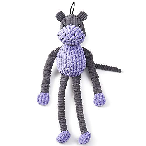 PetRageous StretchRageous Hundespielzeug Nilpferd, zweifarbig, maschinenwaschbar, quietschend und knisternd, für Hunde und Katzen Aller Größen, 45,7 cm lang, 6,3 cm hoch, Violett von Petrageous