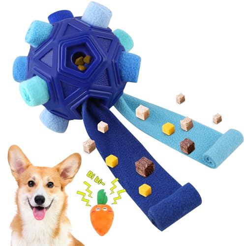 Petration Schnüffelball für Hunde, interaktives Puzzle-Hundespielzeug, fördert natürliche Nahrungssuche, langsames Füttern für Training und Stressabbau, Stoffstreifen, versteckt Lebensmittel, von Petration