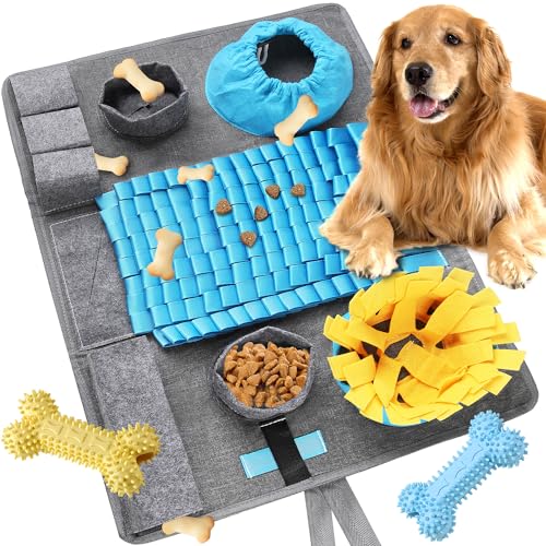 Schnüffelmatte für Hunde - Interaktives Fütterungspuzzle-Spielzeug mit 10 Trainingselementen und 3 Schwierigkeitsstufen, langlebige Schnüffelmatten für Hunde Futtersuche Training und langsames von Petration