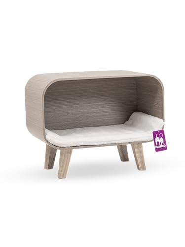 Petrebels Design Katzensofa Holz, Hercules 60, Premium Qualität Katzenbett, Eiche-Altgrau Look von Petrebels