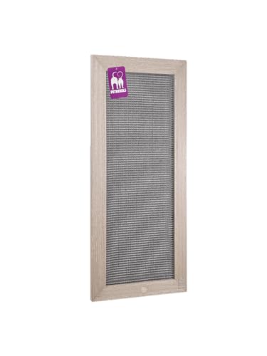 Petrebels Kratzbrett Holz, Scratch Frame 70 x 30 cm, Premium Qualität Sisal Kratzteppich Wand, Eiche-Altgrau Look von Petrebels