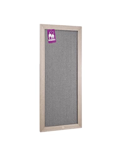 Petrebels Kratzbrett Holz, Scratch Frame 70 x 30 cm, Premium Qualität Sisal Kratzteppich Wand, Eiche-Altgrau Look von Petrebels