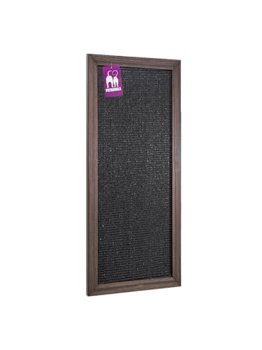 Petrebels Kratzbrett Holz, Scratch Frame 70 x 30 cm, Premium Qualität Sisal Kratzteppich Wand, Schwarz-Brauner Look von Petrebels