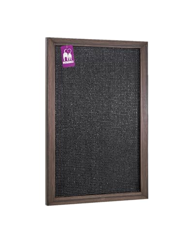 Petrebels Kratzbrett Holz, Scratch Frame 70 x 50 cm, Premium Qualität Sisal Kratzteppich Wand, Schwarz-Brauner Look von Petrebels