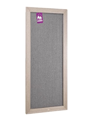 Petrebels Kratzbrett Holz, Scratch Frame 90 x 40 cm, Premium Qualität Sisal Kratzteppich Wand, Eiche-Altgrau Look von Petrebels