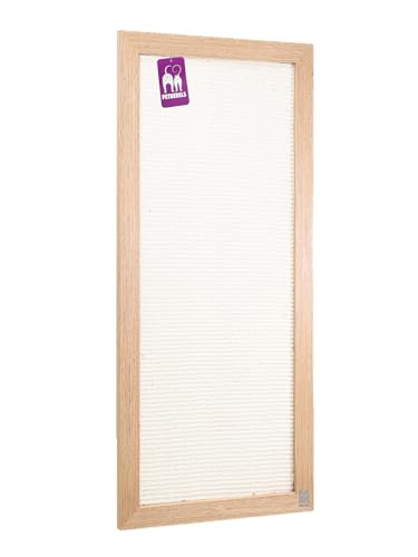 Petrebels Kratzbrett Holz, Scratch Frame 90 x 40 cm, Premium Qualität Sisal Kratzteppich Wand, Eiche-Rustikal Look von Petrebels