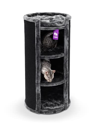 Petrebels Kratztonne XL Premium Qualität, Superdome 100 cm hoch, Ø 50 cm, Design Kratztonne für große Katzen, extra Breit für Ultimative Stabilität, Farbe Schwarz von Petrebels