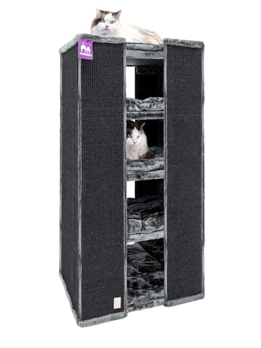 Petrebels Kratztonne XXL Pillar 117 cm, Farbe Anthrazit, 60 x 40 x 117 cm, Luxus Design Kratztonne für große Katzen von Petrebels