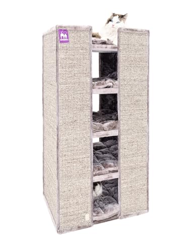 Petrebels Kratztonne XXL Pillar 117 cm, Farbe Cappuccino, 60 x 40 x 117 cm, Luxus Design Kratztonne für große Katzen von Petrebels