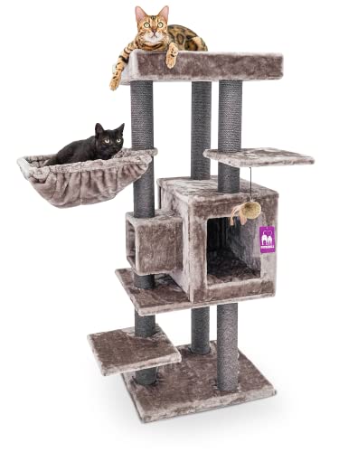 Petrebels Premium Qualität Kratzbaum, Cleopatra 134 cm hoch, Design Katzenkratzbaum mit XL Liegemulde, Katzenhöhle und Ø 9 cm Stämme, Farbe Cappuccino von Petrebels