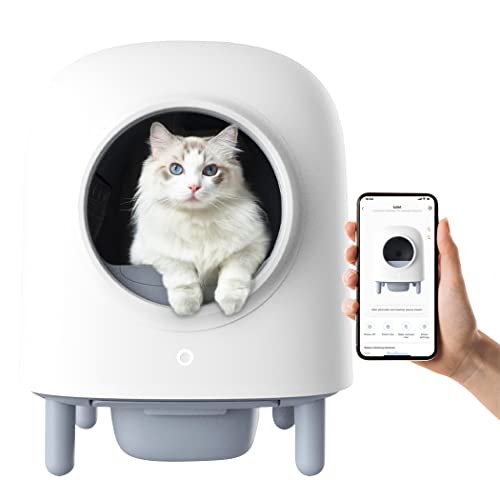 Petree Cube Katzenklo Selbstreinigend - Selbstreinigende Katzentoilette - Geruchsbeseitigung - App-Steuerung - 56L - Automatisches Katzenklo XXL für Mehrere Katzen - Elektrische Katzentoiletten von Petree