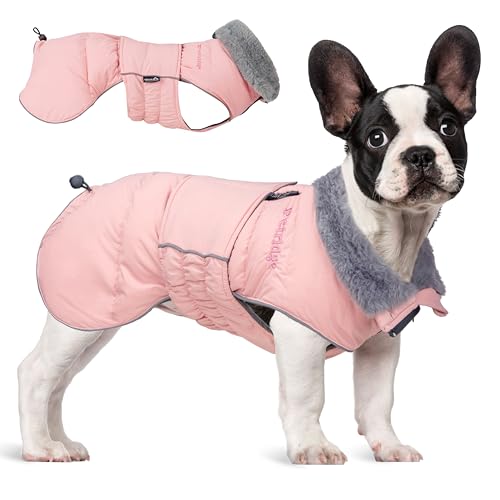 Petridge Hunde-Wintermantel, Warme und weiche Hundejacke, Gepolsterte Leichte Hundepufferweste für Kleine Mittel Große Hunde Rosa XXL von Petridge