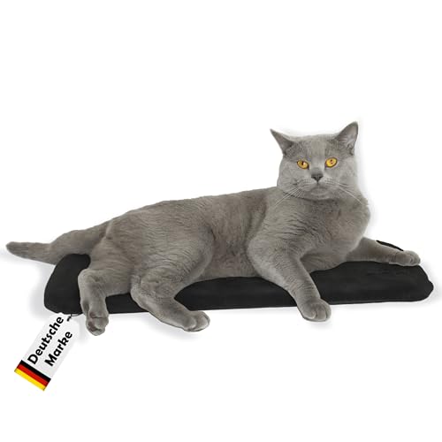 Petriumph® Katzen Fensterliege Schwarz | Orthopädisches Katzenkissen und Katzenliege in einem | Katzenbett Fenster | Fensterliege für Katzen Selbstheizende Katzendecke | Katzenbett Fensterbank von Petriumph