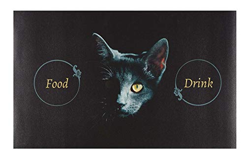 Pets Club Napfunterlage Hund Katze Futtermatte 49 x 79 cm Fressnapf Unterlage 8 Motive (Black Cat) von Pets Club