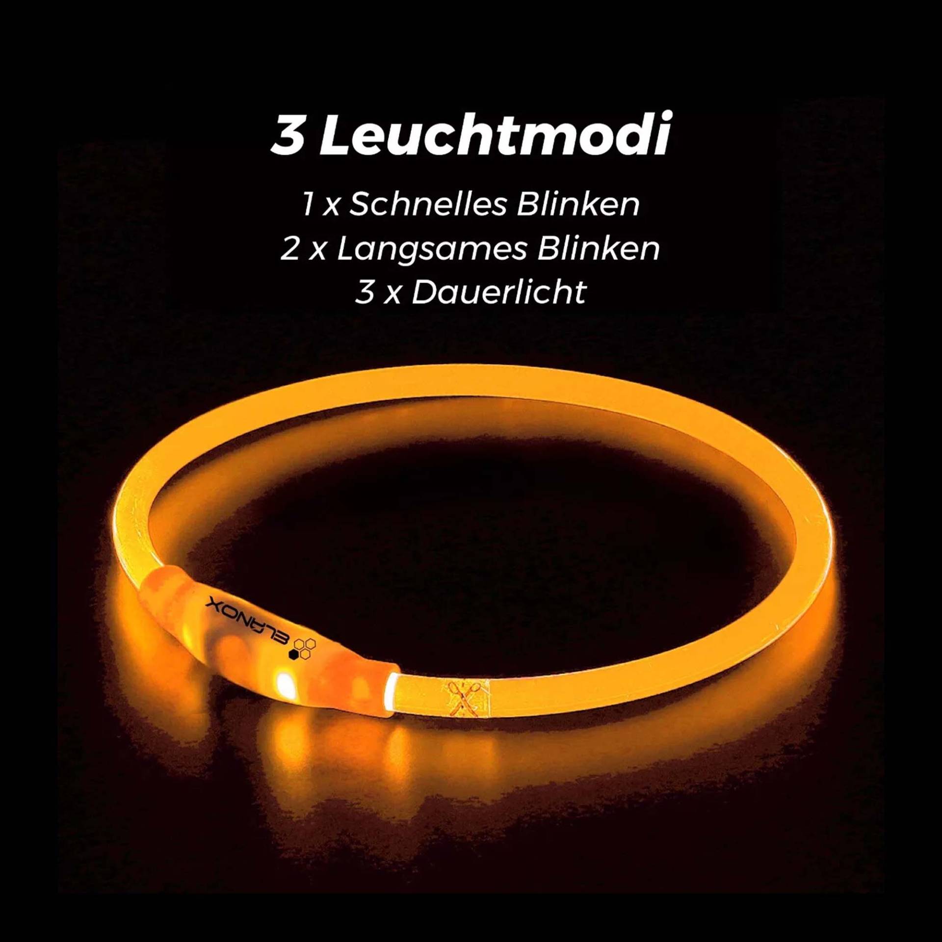 Elanox LED Halsband für Hunde - Orange von Pets Deli