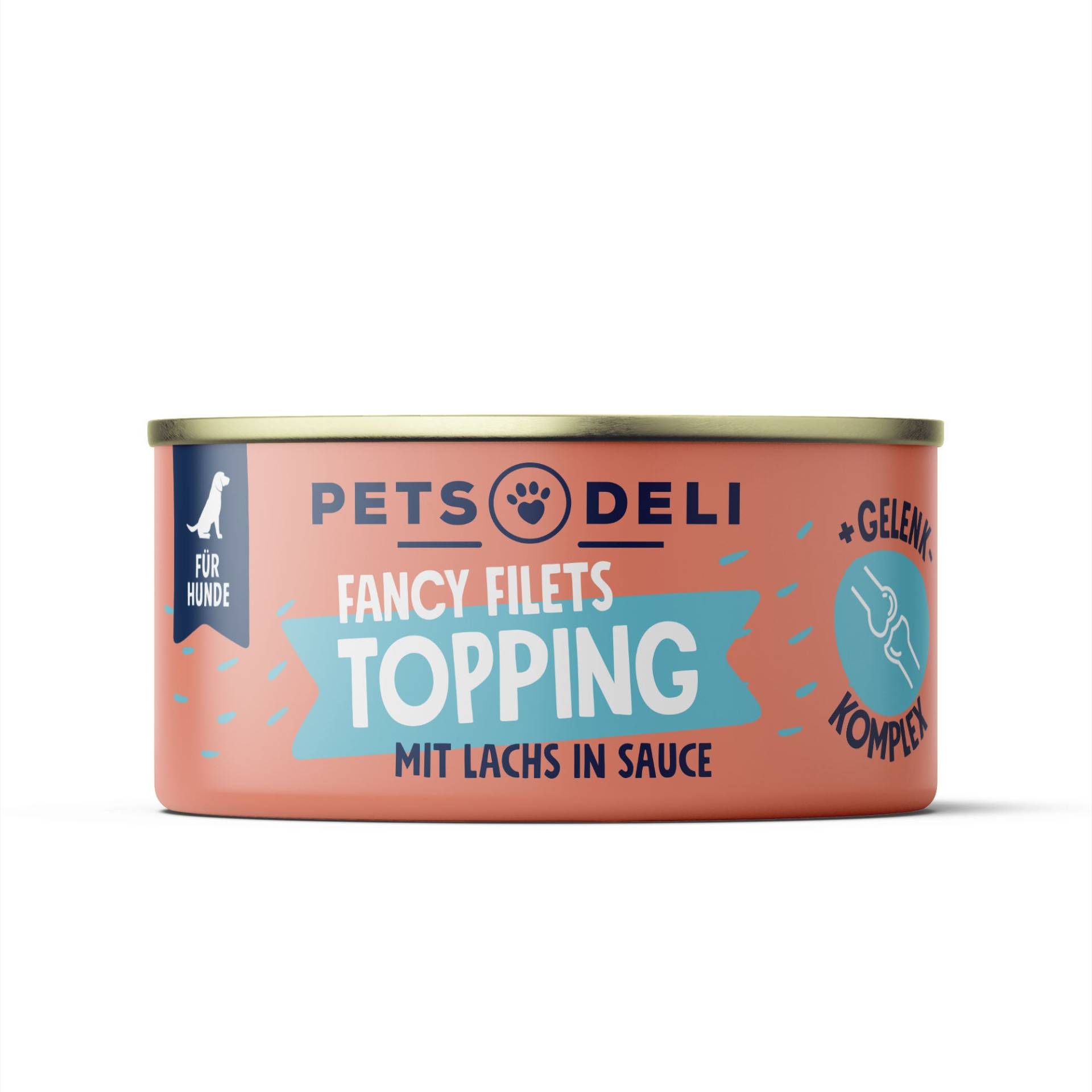 Fancy Filets Topping mit Huhn & Lachs in Soße für Hunde - 70g von Pets Deli