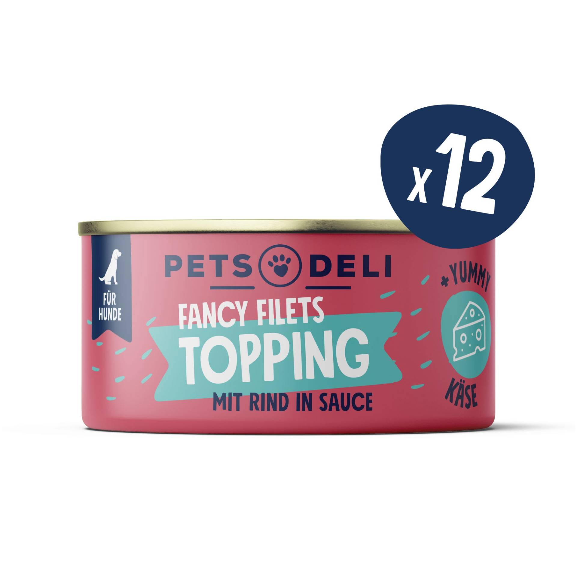 Fancy Filets Topping mit Rind in Soße für Hunde - 12x70g von Pets Deli