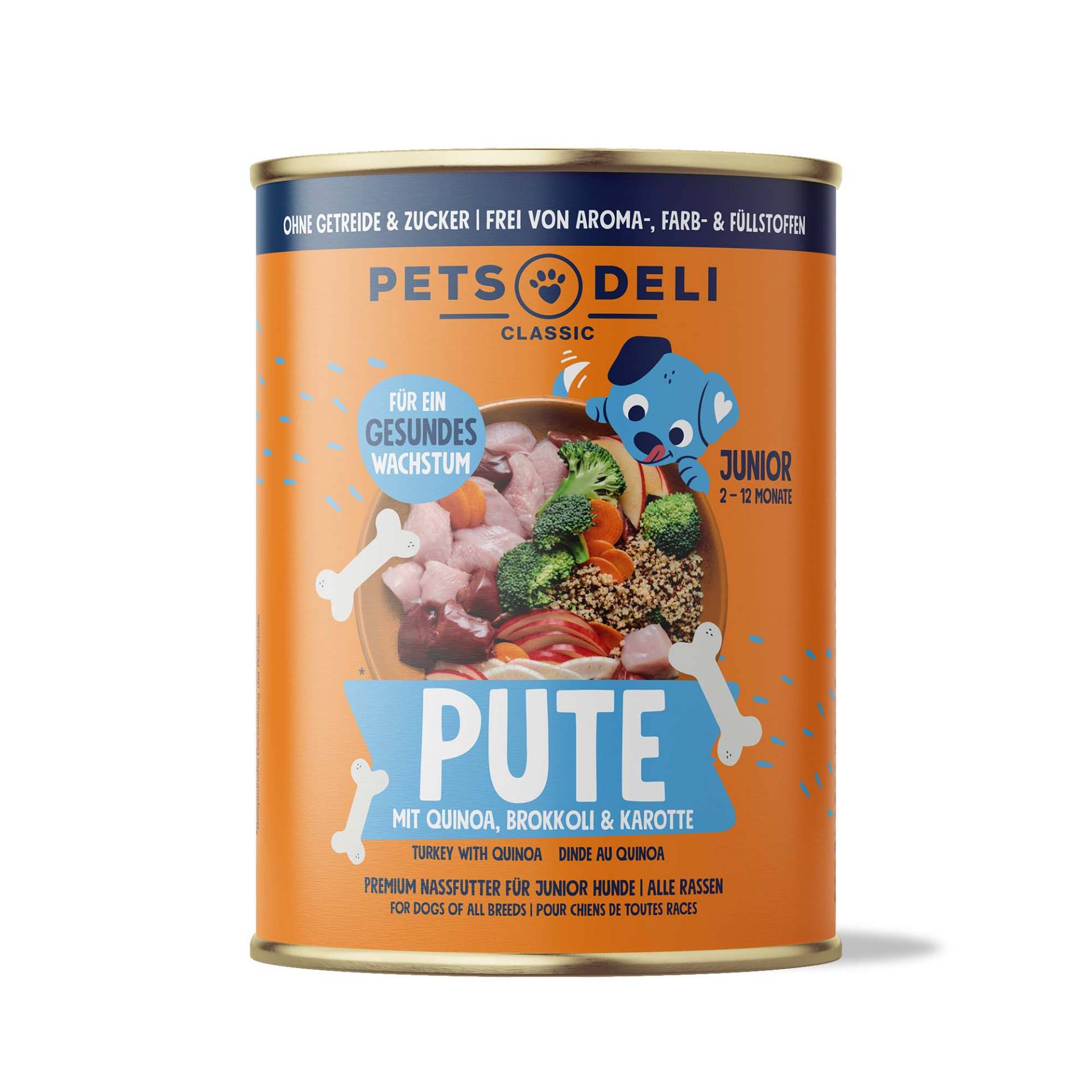 Nassfutter Pute für Hunde - 400g / 6er Pack ✓ getreidefrei & zuckerfrei ✓ Welpen von Pets Deli von Pets Deli