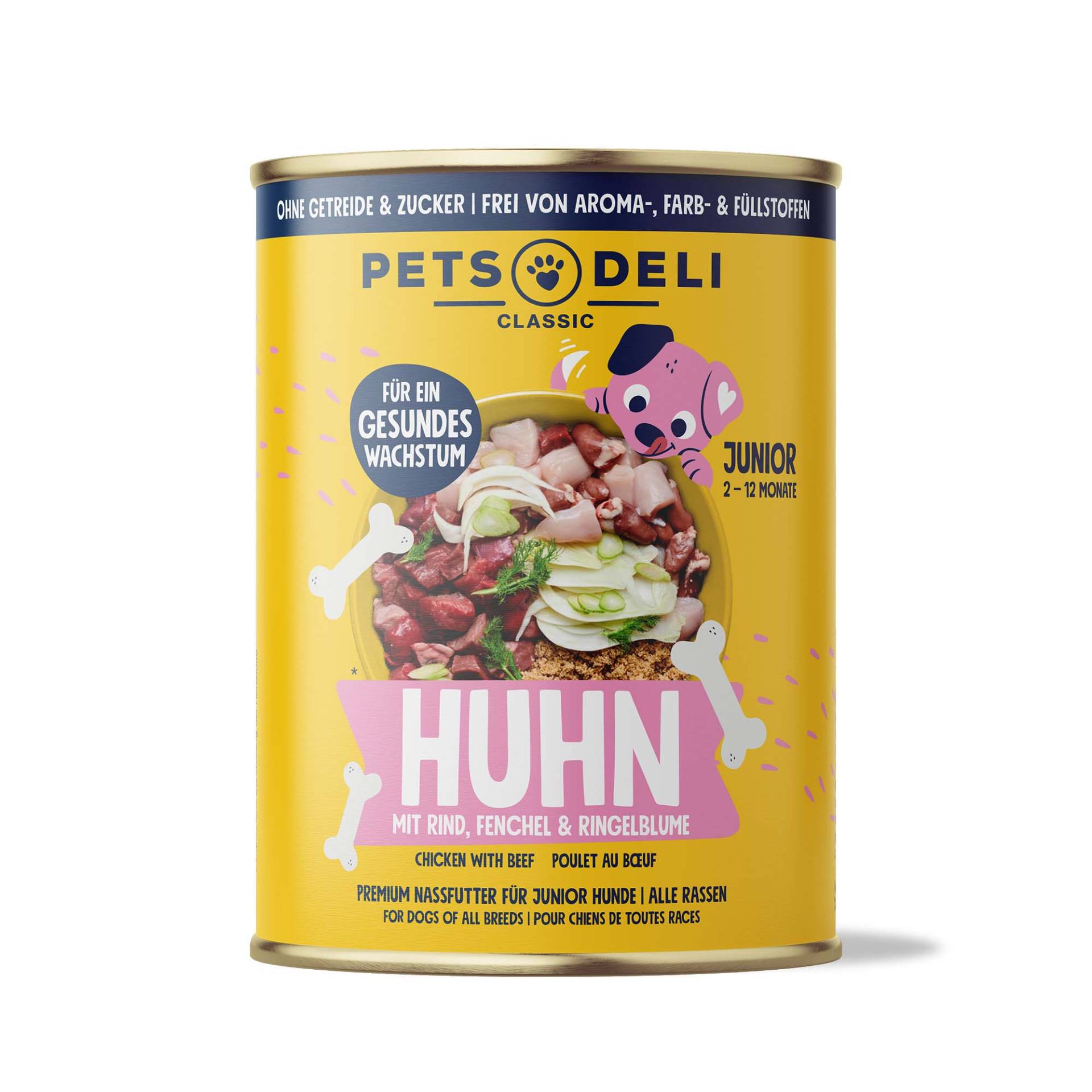 Nassfutter Huhn für Hunde - 400g ✓ getreidefrei & zuckerfrei ✓ Welpen von Pets Deli von Pets Deli