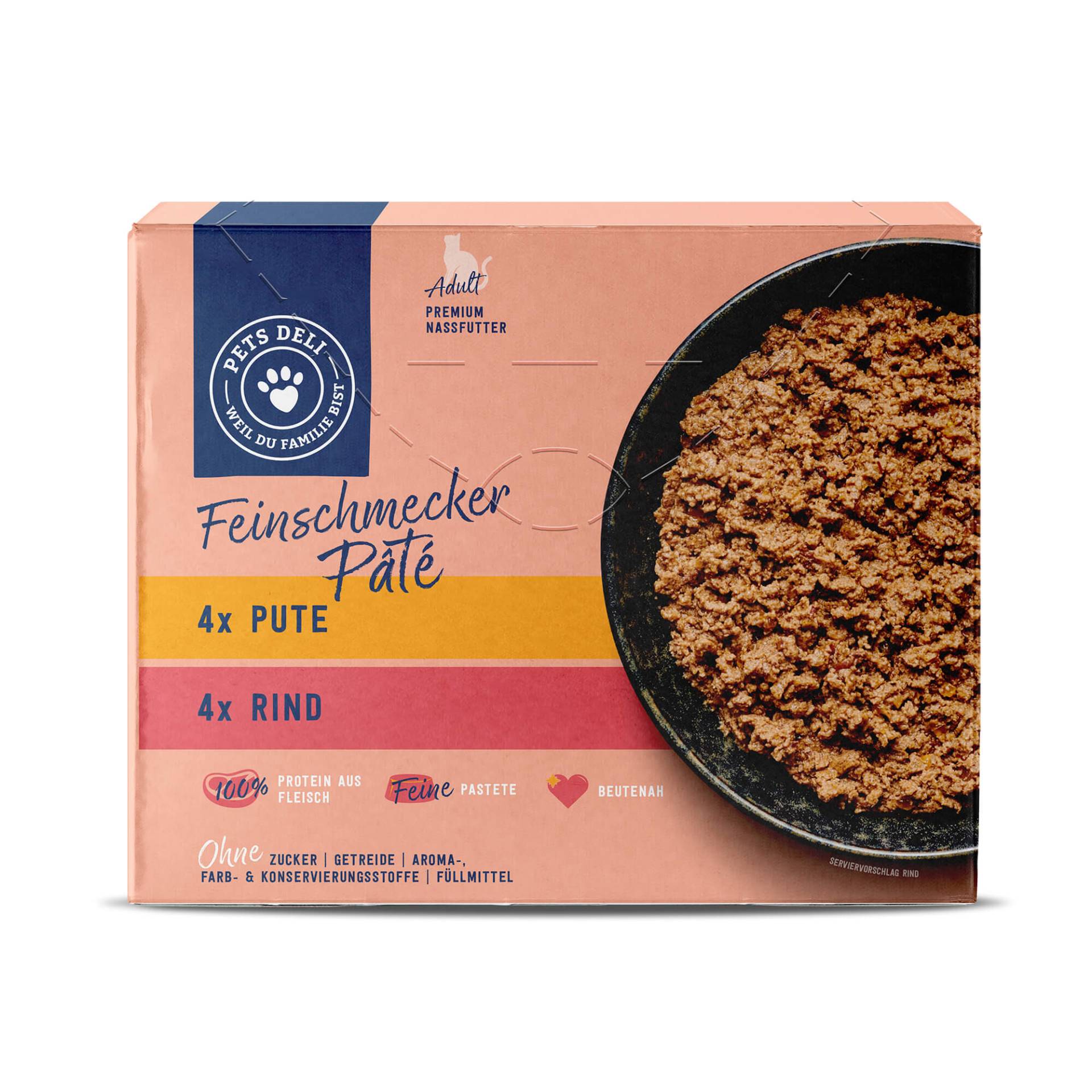 Nassfutter Rind & Pute für Katzen - 85g / 8er Pack ✓ getreidefrei & zuckerfrei ✓ Adult von Pets Deli von Pets Deli