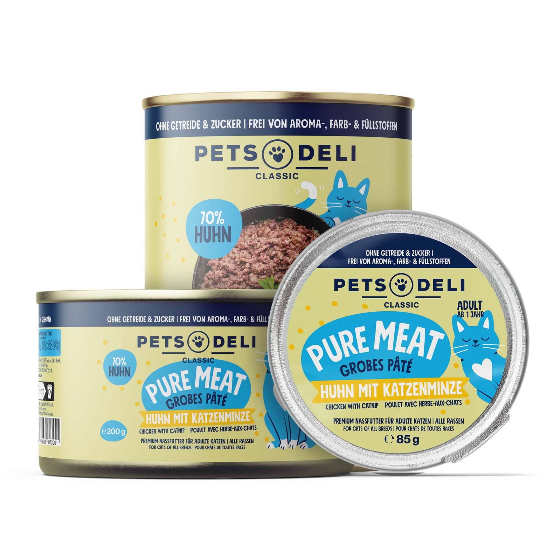 Nassfutter Huhn für Katzen - 400g ✓ getreidefrei & zuckerfrei ✓ Adult von Pets Deli von Pets Deli