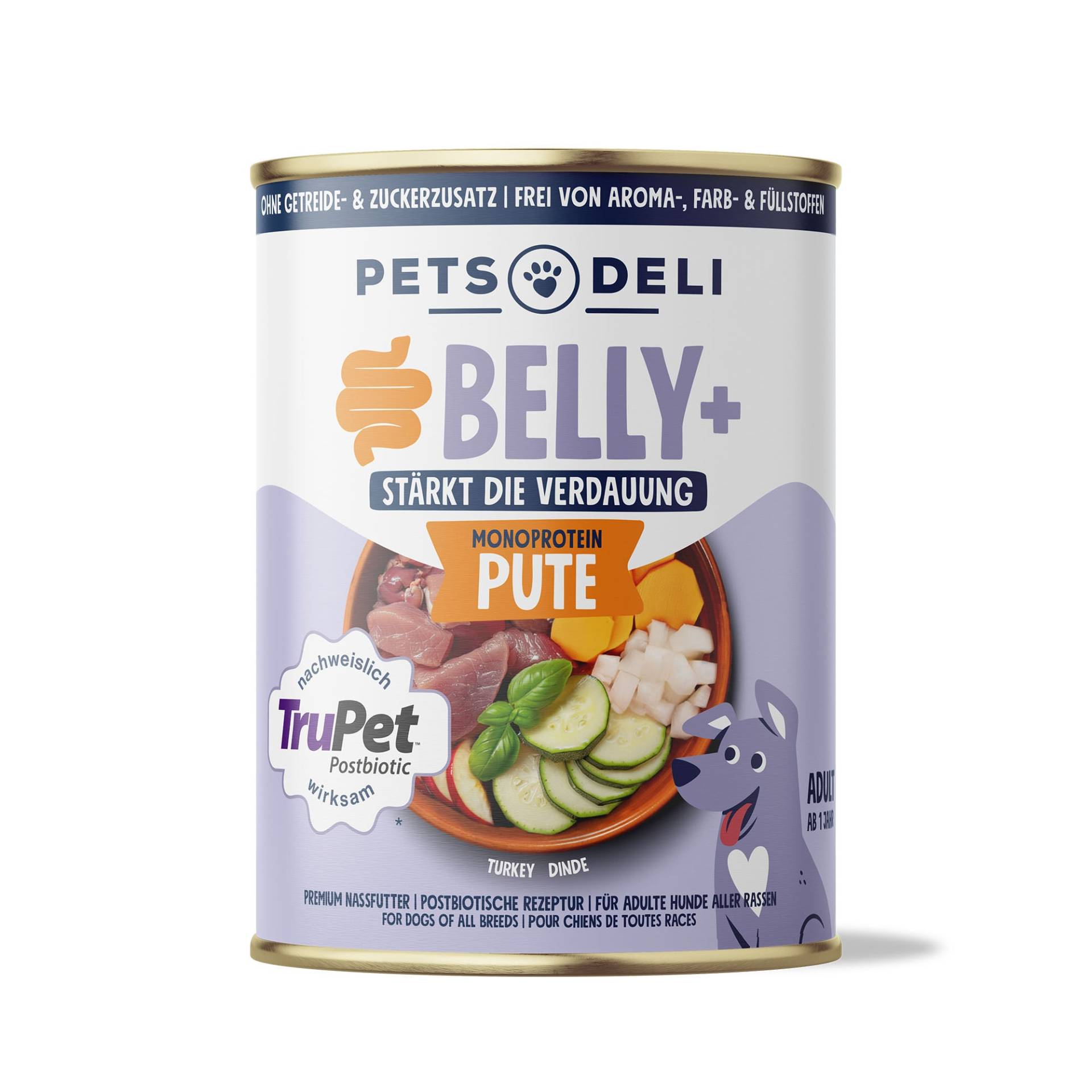 Nassfutter Belly+ Pute für Hunde - 400g / Einzeldose Nassfutter Belly+ Pute für Hunde - 400g / Einzeldose von Pets Deli