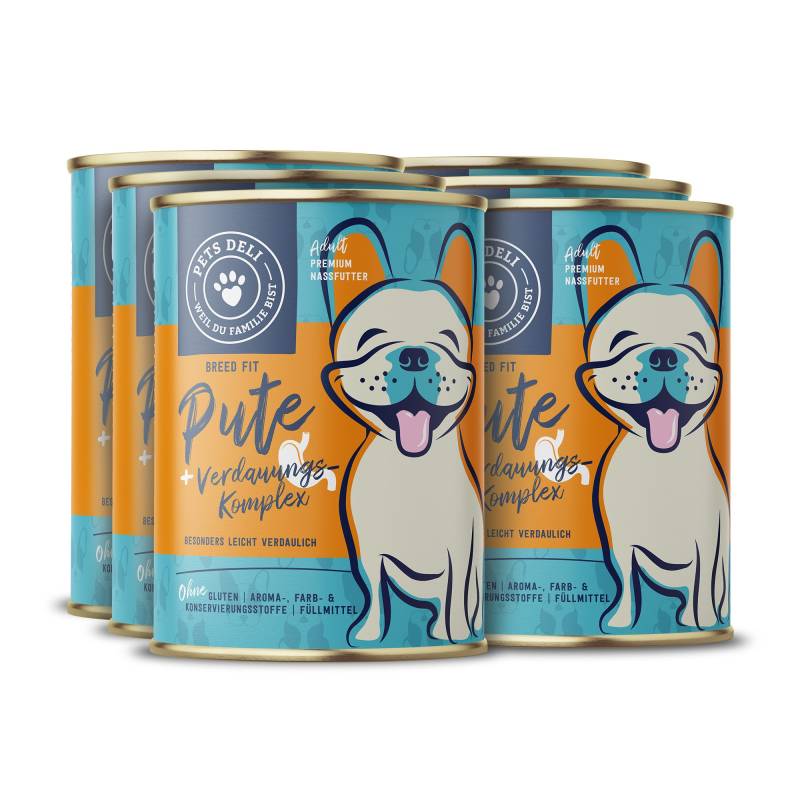 Nassfutter Breed Fit Pute mit Quinoa, Apfel und Hüttenkäse für Hunde - 400g / 6er Pack von Pets Deli