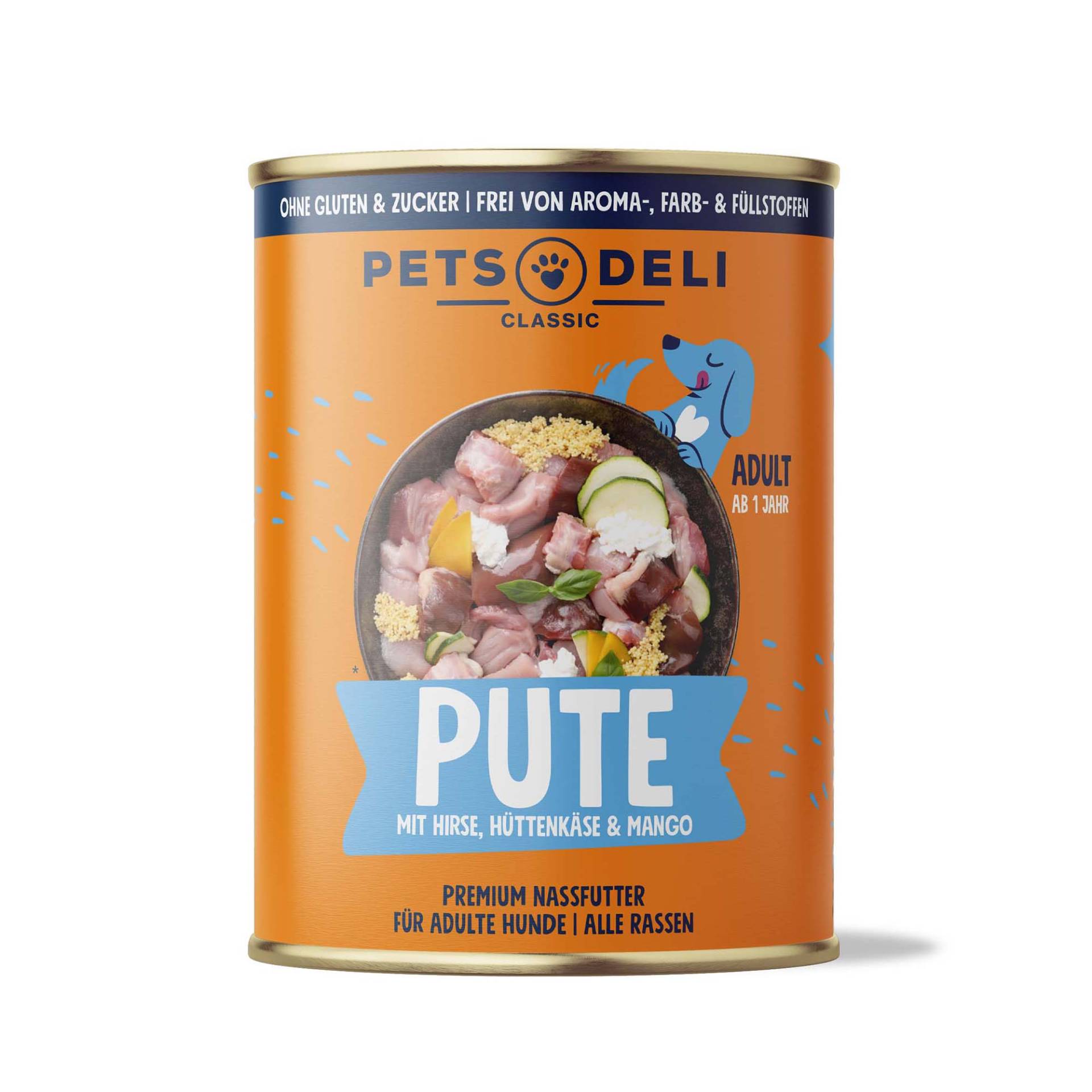 Nassfutter Pute für Hunde - 400g ✓ getreidefrei & zuckerfrei ✓ Adult von Pets Deli von Pets Deli