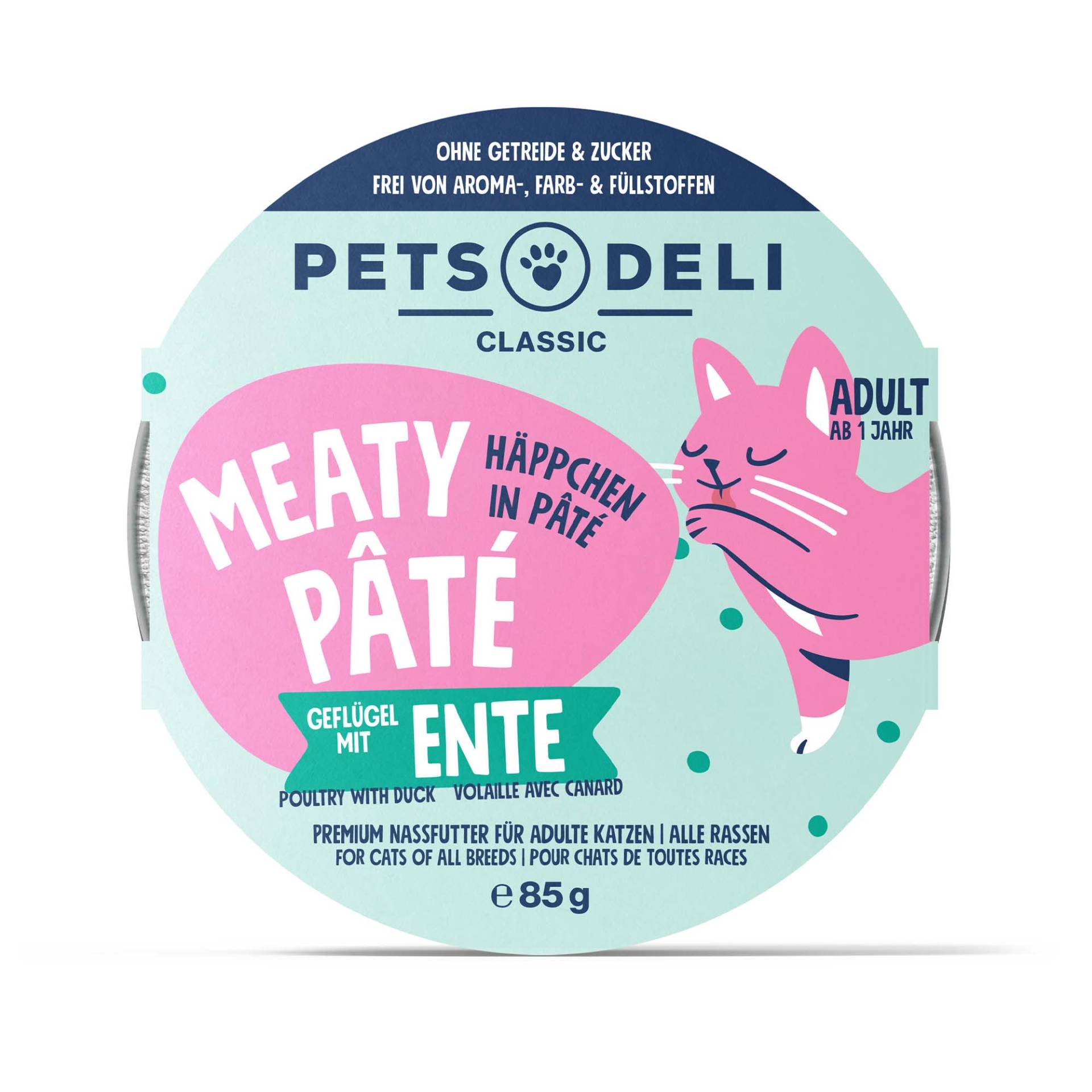 Nassfutter "Meaty Pâté" Geflügel mit Ente - 85g / 12er Pack von Pets Deli