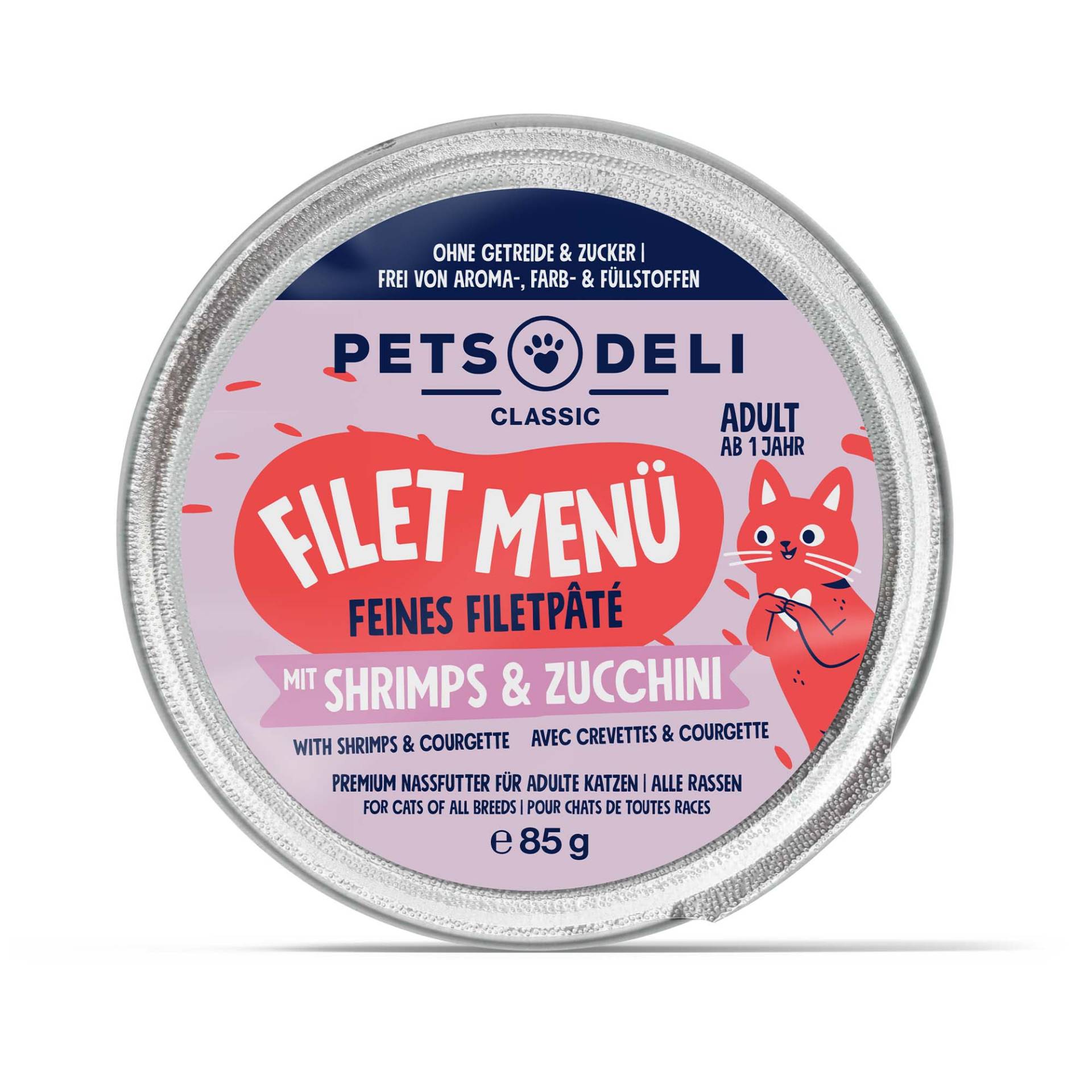 Nassfutter "Filet Menü" Hühnerfilet mit Shrimps & Zucchini - 85g / 36er Pack von Pets Deli