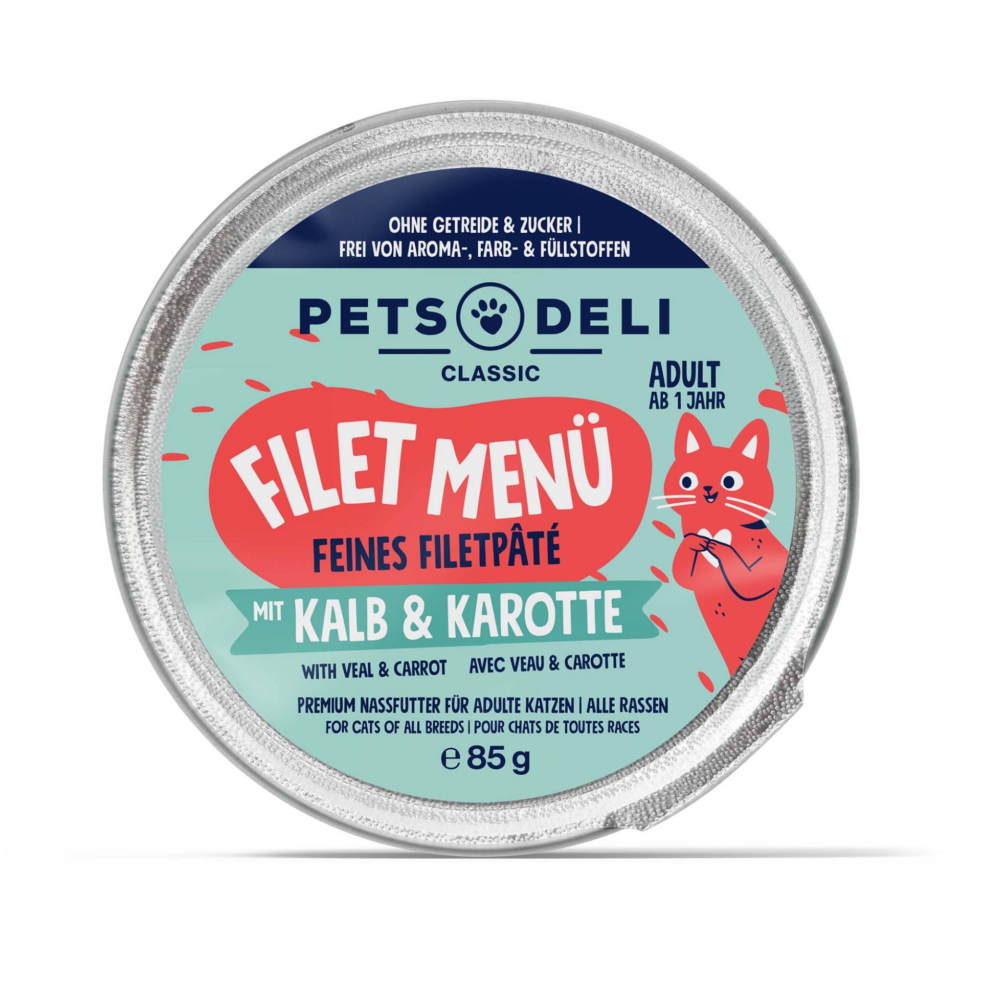 Nassfutter "Filet Menü" mit Kalb und Karotte - 85g / 36er Pack von Pets Deli