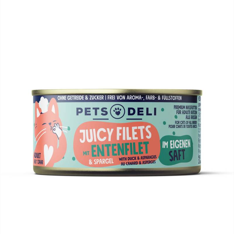 Nassfutter "Juicy Filets" Ente mit Spargel - 70g von Pets Deli