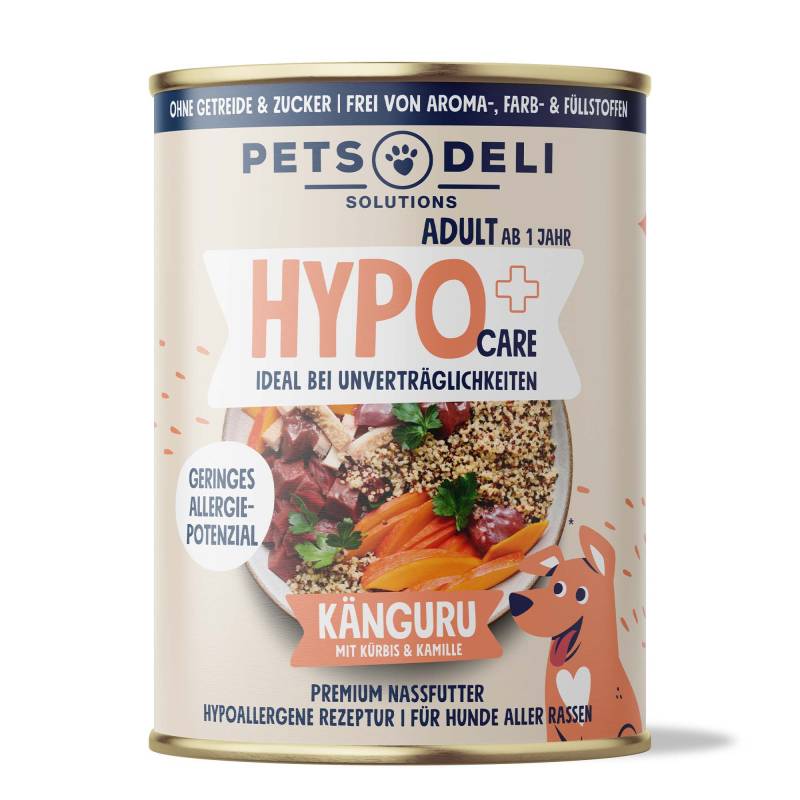 Nassfutter Hypo Care Känguru mit Kürbis & Kamille für Hunde - 200g - Neue Rezeptur / Einzeldose von Pets Deli