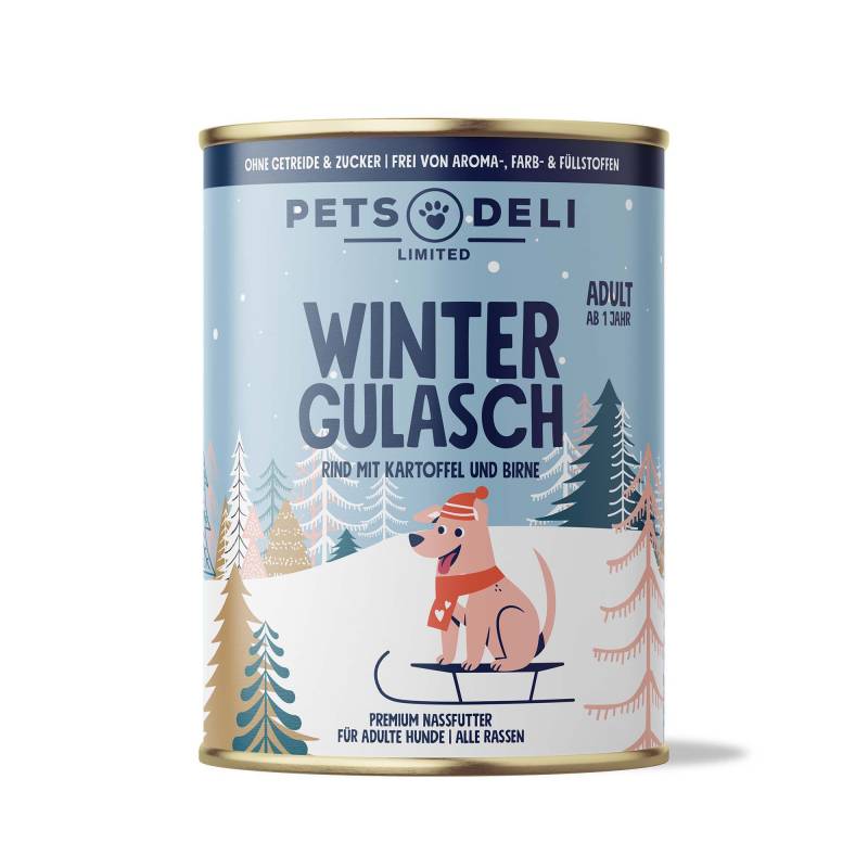 Nassfutter Limited Edition Winter Gulasch Rind mit Kartoffel und Birne für Hunde - 400g von Pets Deli