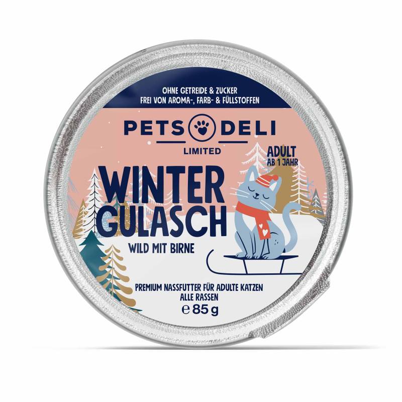 Nassfutter Limited Edition Winter Gulasch Wild mit Birne für Katzen - 12x85g von Pets Deli