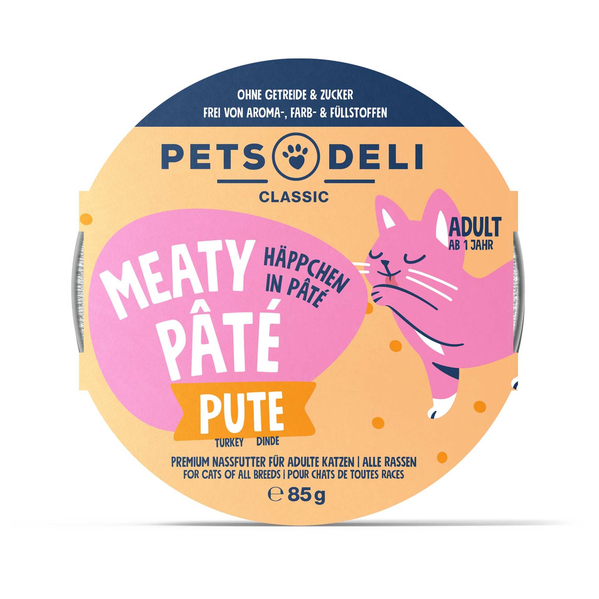 Nassfutter "Meaty Pâté" Pute - 85g / 36er Pack von Pets Deli