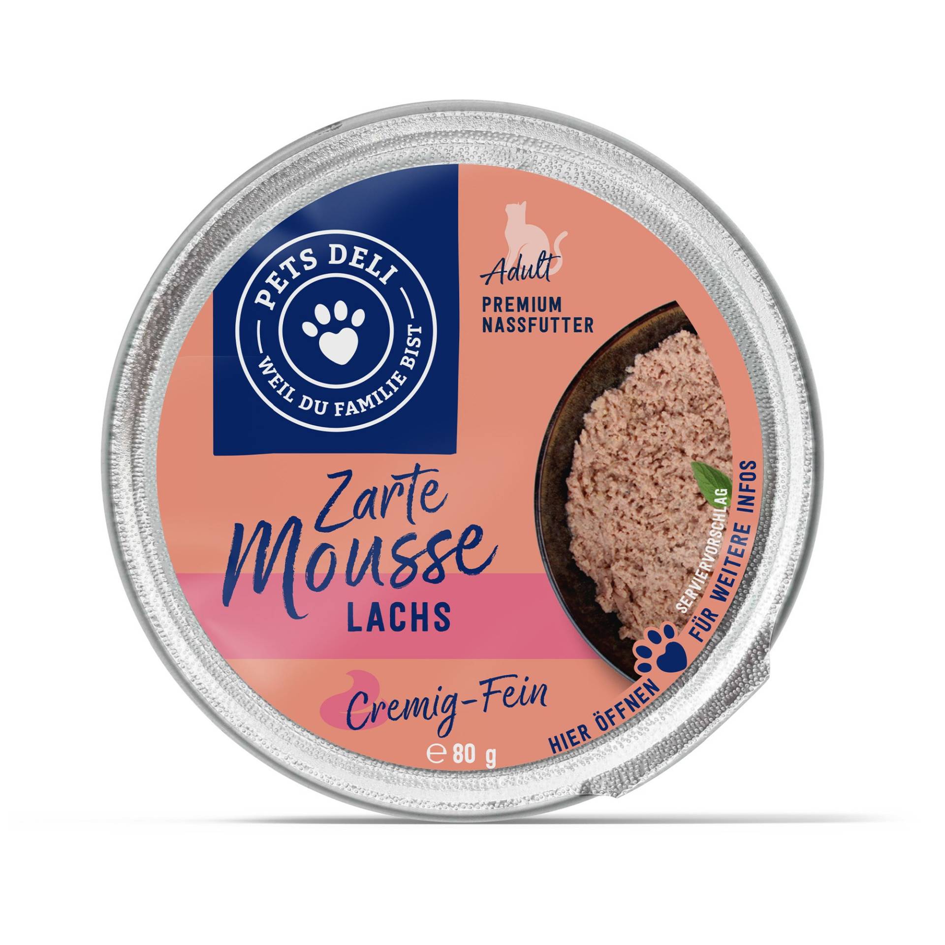 Nassfutter Mousse Lachs für Katzen - 80g / 12er Pack von Pets Deli