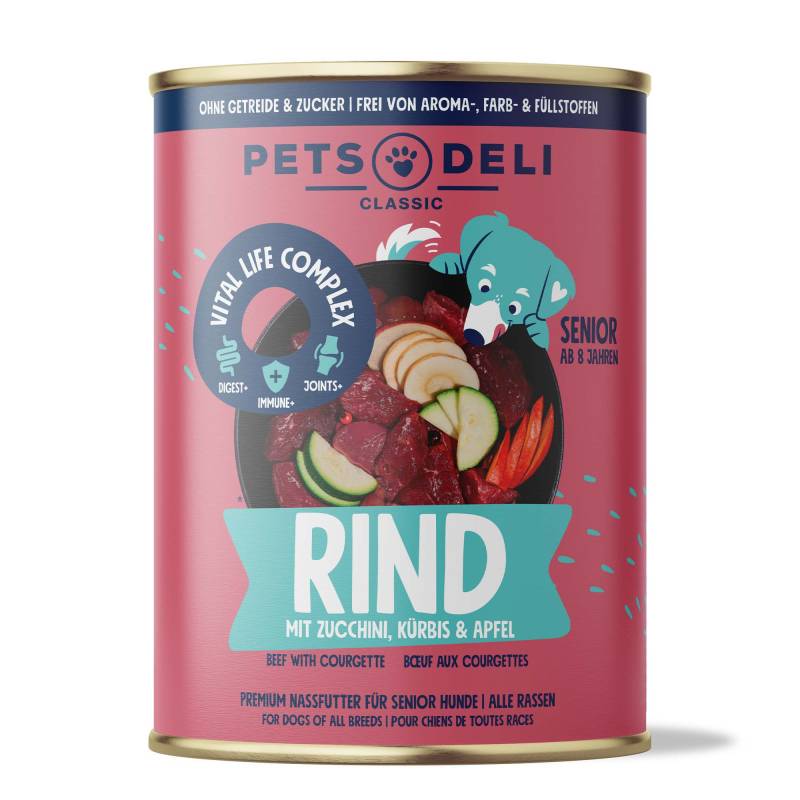 Nassfutter Rind für Hunde - 200g ✓ getreidefrei & zuckerfrei ✓ Adult von Pets Deli von Pets Deli