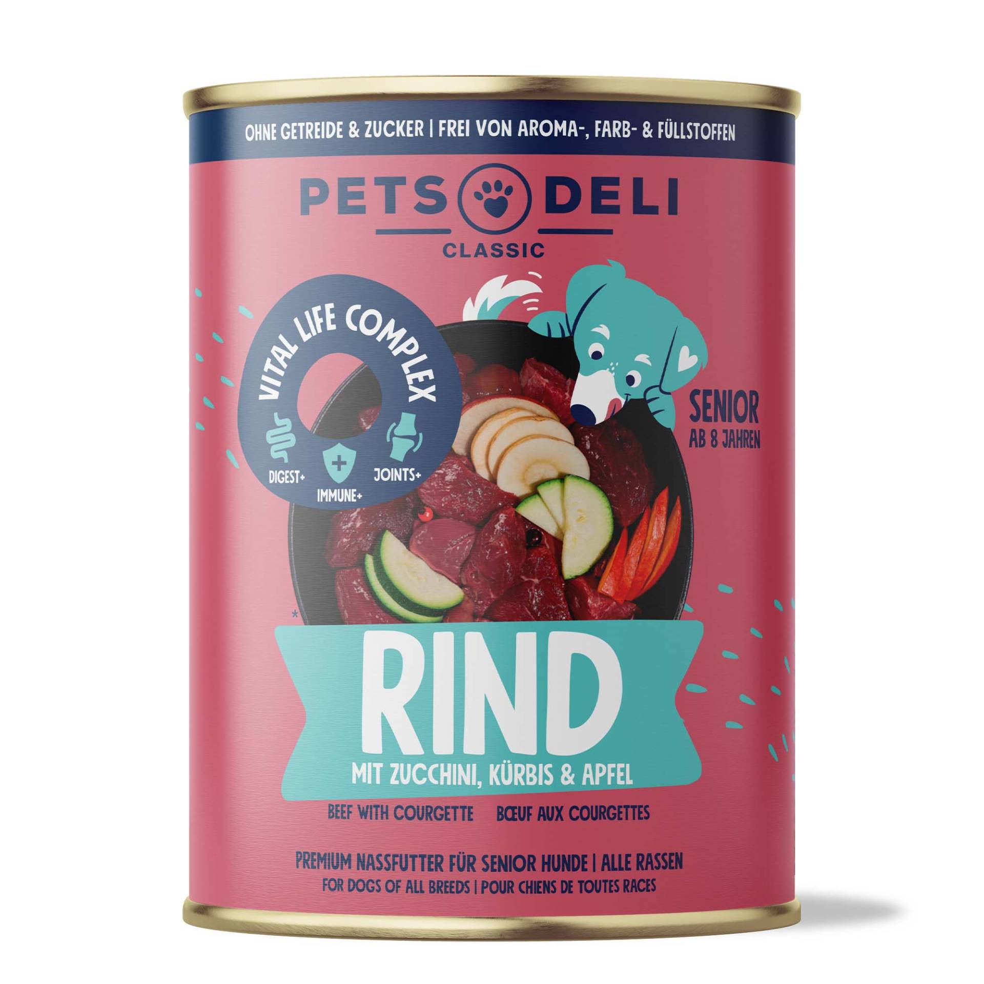 Nassfutter Rind für Hunde - 800g ✓ getreidefrei & zuckerfrei ✓ Adult von Pets Deli von Pets Deli